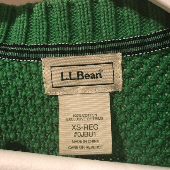 LL Bean XS Green Button Cardigan 3/4 length sleeve - Picture 2 of 7